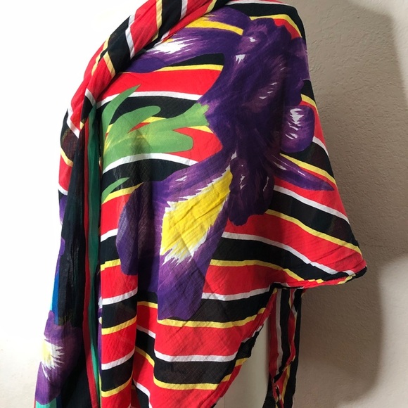 Zara striped floral scarf wrap - Picture 3 of 4